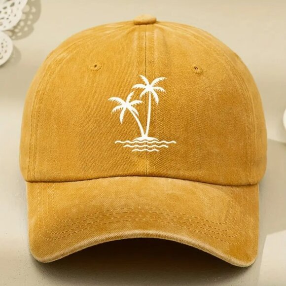 Vintage Washed Palm Tree Adjustable Baseball Caps - Picture 2 of 3